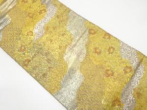 引箔　道長取りに古典柄・花模様織り出し袋帯